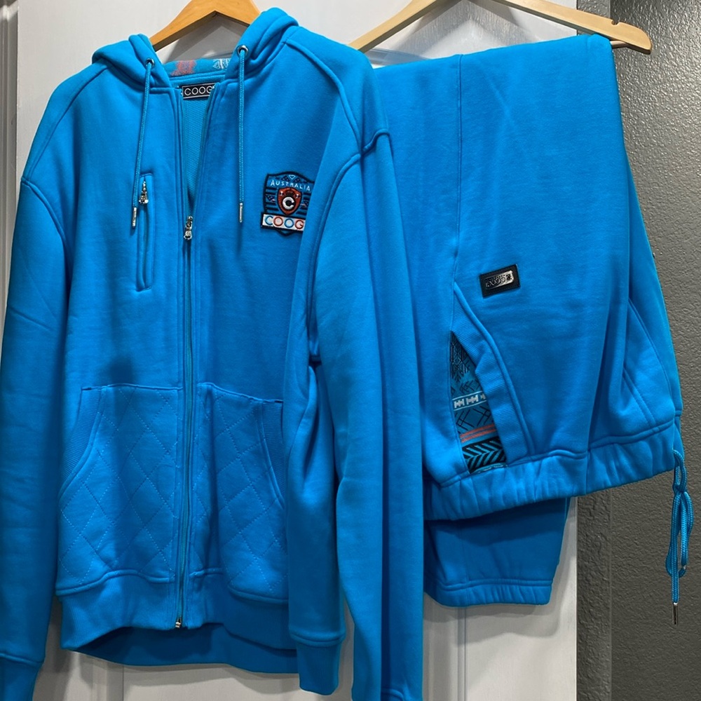 COOGI Men's Bright Blue Hooded Zip Sweatshirt & Matching Joggers